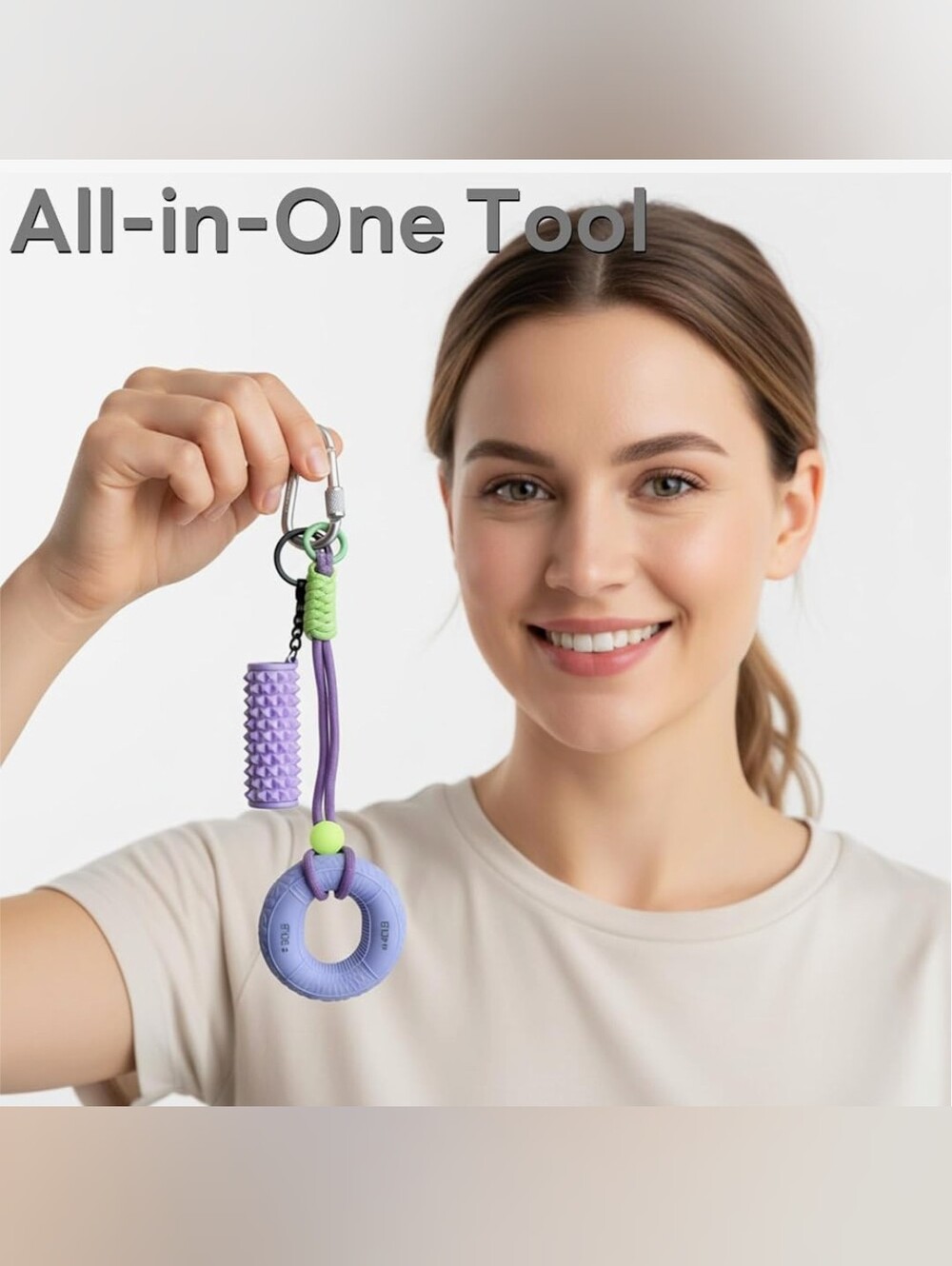 New Mini Yoga Foam Roller And Grip Trainer Ring Keychain/Bag charm(Purple Color)
